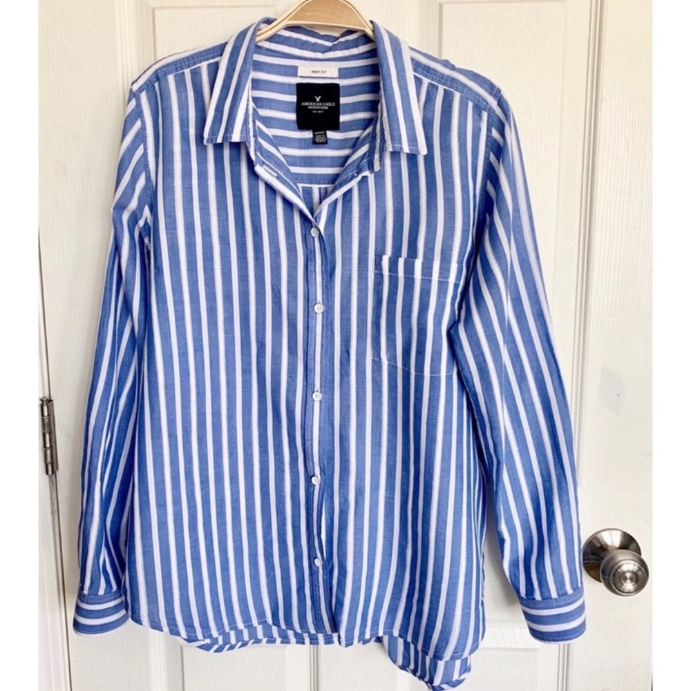American Eagle Women's Striped Button Up Shirt.